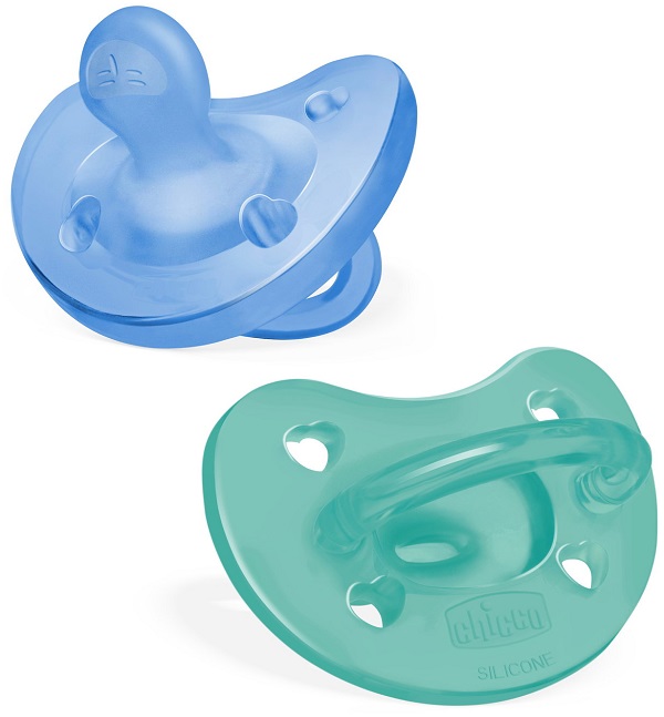 Chicco PhysioForma - Succhietto Gommotto 2-6M Soft Silicone Azzurro Verde, 2pz