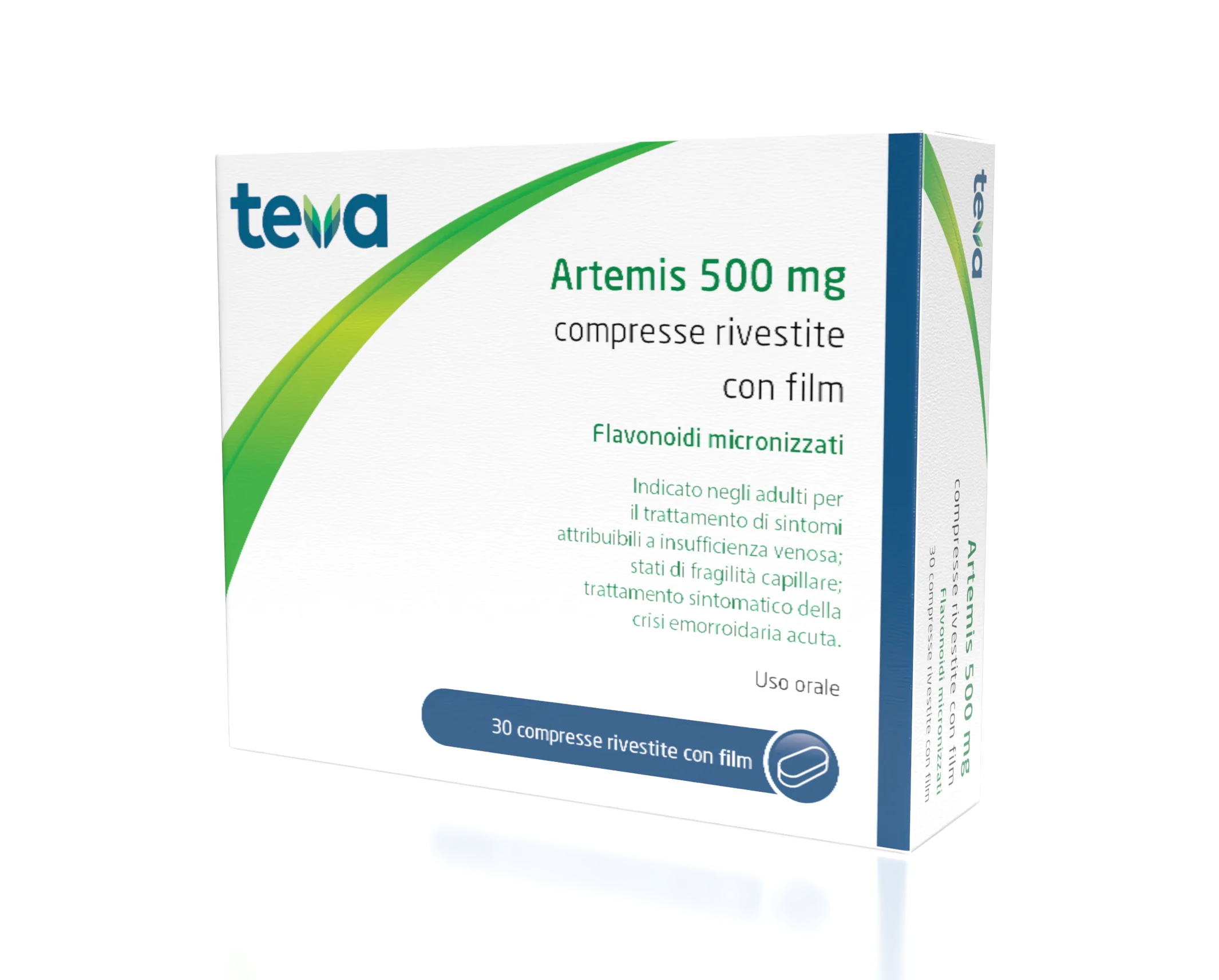 Teva Artemis - Farmaco Artemis 30cpr Teva per il microcircolo ed emorroidi, 30 compresse da 500 mg