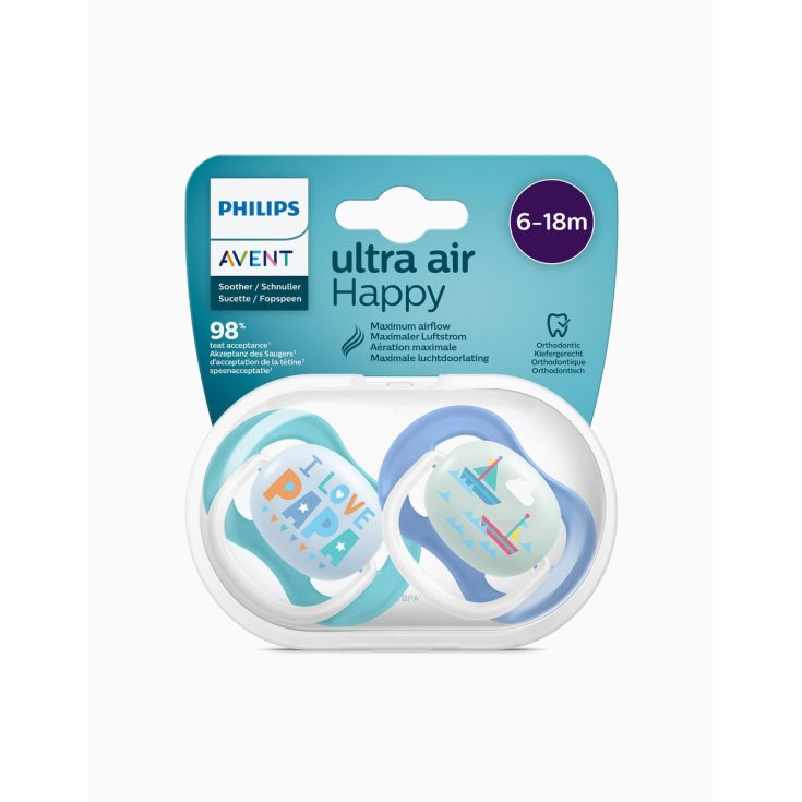 Philips Avent Ultra Air Succhietto Papa/boat Maschio 6-18 Mesi 2 Pezzi