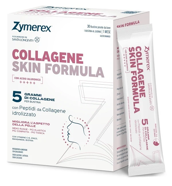 Zymerex Collagene Skin Formula - Integratore per l'elasticità della pelle, 30 bustine da 15 ml