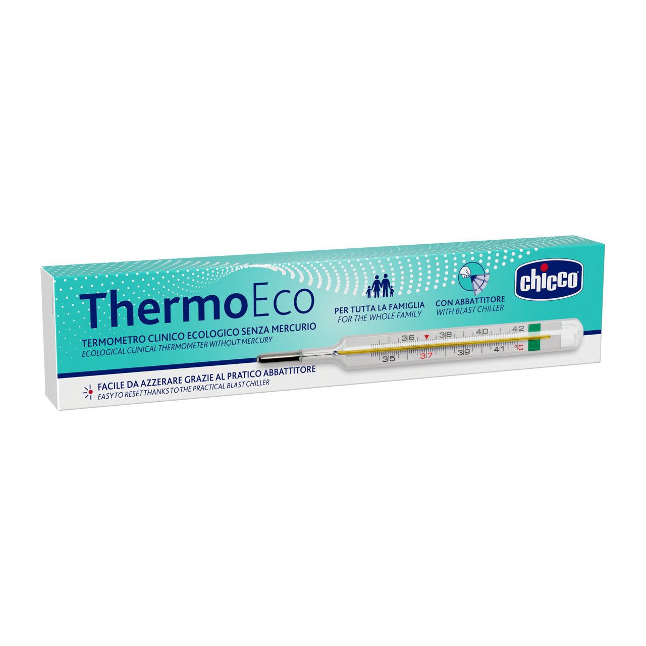 Chicco Thermo Eco Termometro Clinico Ecologico in Vetro, 1 pezzo
