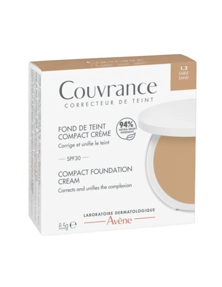 Eau Thermale Avène Couvrance - Fondotinta Compatto in Crema SPF30 colore 1.2 Sand, 8.5g