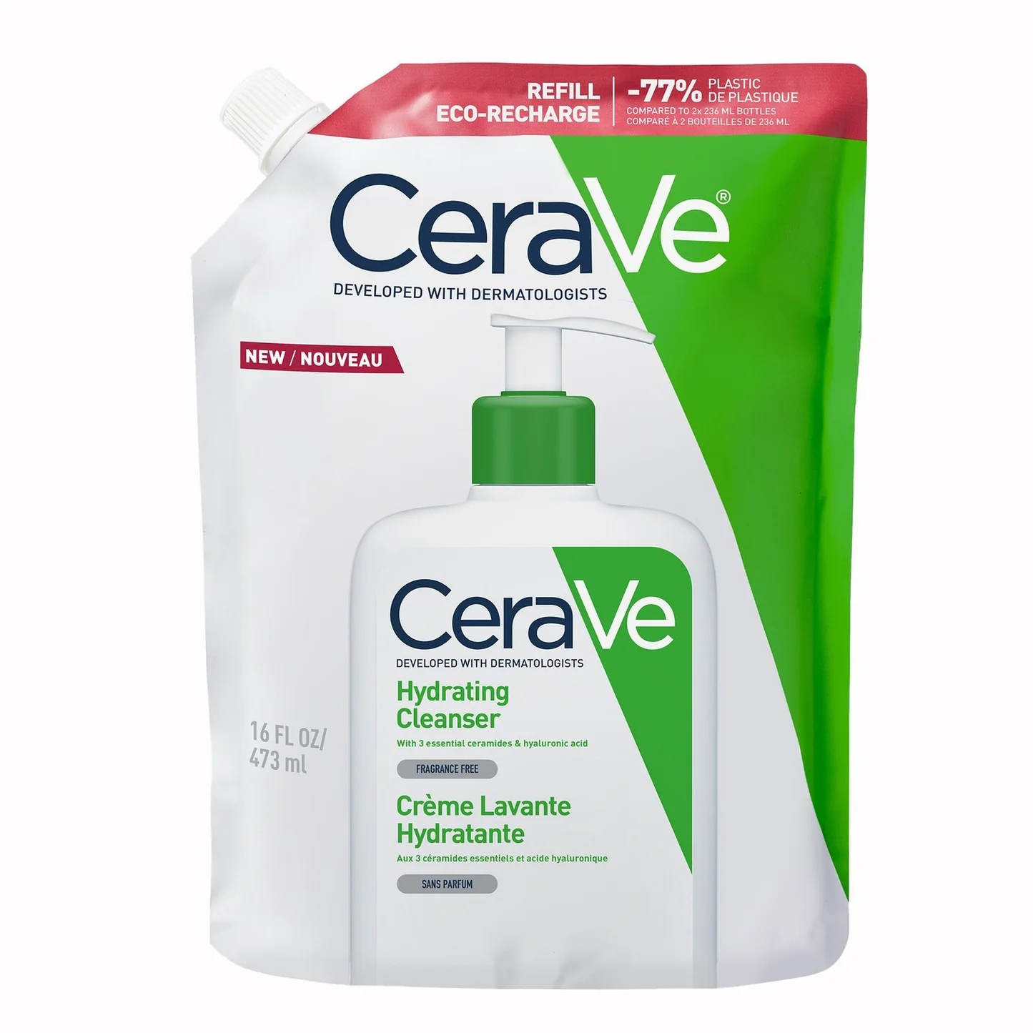 CeraVe Ricarica Detergente Idratante Viso Pelle da Normale a Secca, 473ml