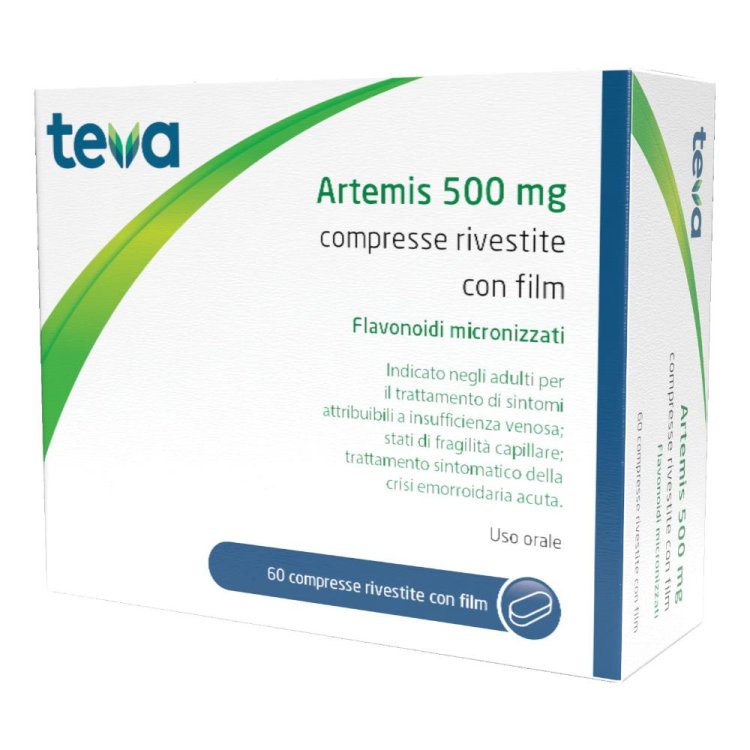 Teva Artemis - Compresse rivestite per il microcircolo e le emorroidi, Artemis Teva 60cpr da 500 mg