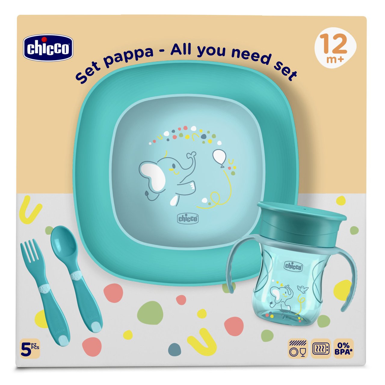 Chicco Set Pappa 12m+ colore Azzurro