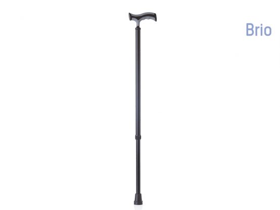 BASTONE BRIO IN ALLUMINIO ANODIZZATO PUNTALE CON BASE LARGA REGOLABILE IN ALTEZZA NERO