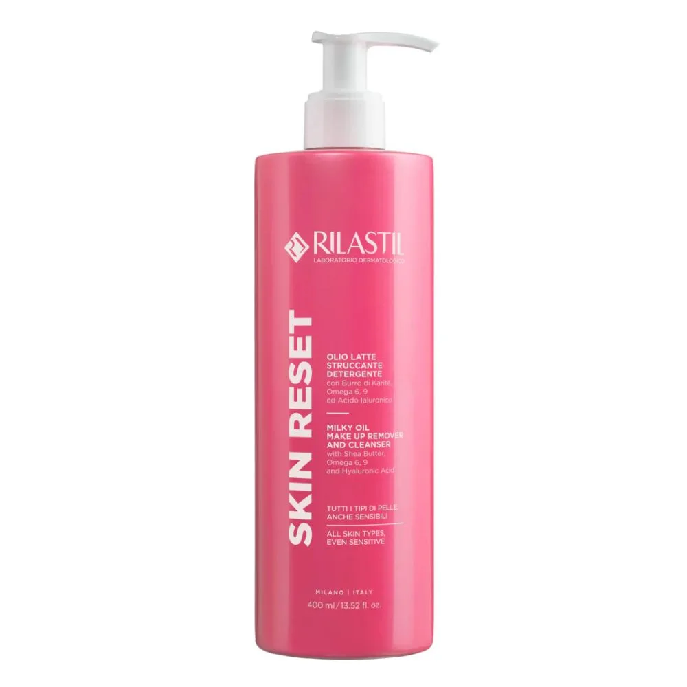 Rilastil Skin Reset - Olio detergente struccante per il viso e la pelle sensibile, 400 ml