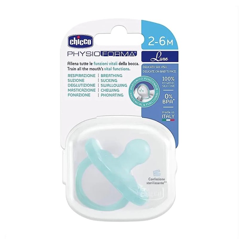 Chicco PhysioForma - Succhietto Gommotto 2-6M Soft in Silicone Azzurro, 1 Pezzo