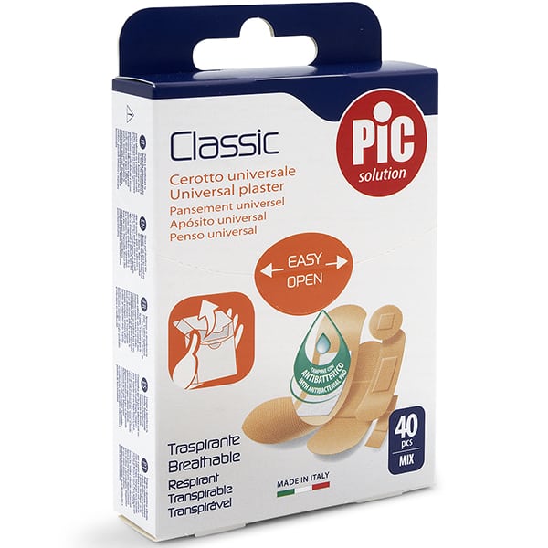 Pic Classic Cerotto Classico in Strip con Antibatterico Varie Misure, 40 Pezzi