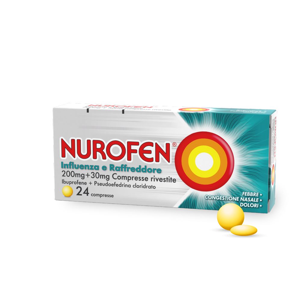 Nurofen Influenza e Raffreddore 200 mg + 30 mg, 24 Compresse Rivestite